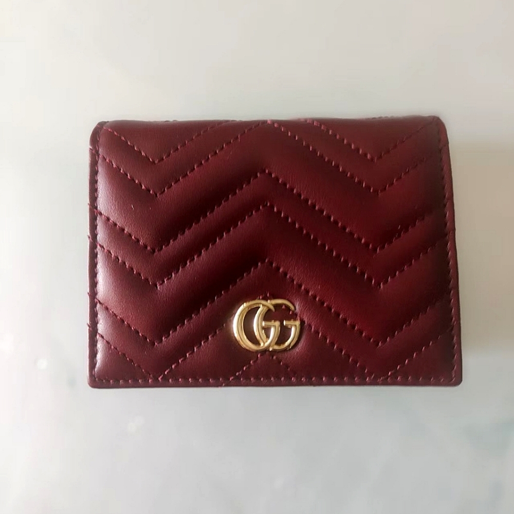 Gucci Marmont GG Quilted Leather Card Holder Wallet